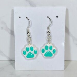 Animal Paw Print - Handmade Earrings - Turquoise